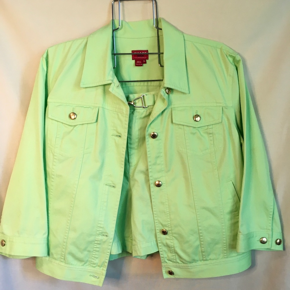Chaps Denim Jacket & Shorts Set Sz xl/14 Lime Green